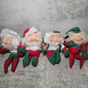 Vtg Rennoc Santakins Christmas 1982 Poseable Elf Lot Of 4   6-7"  Tall